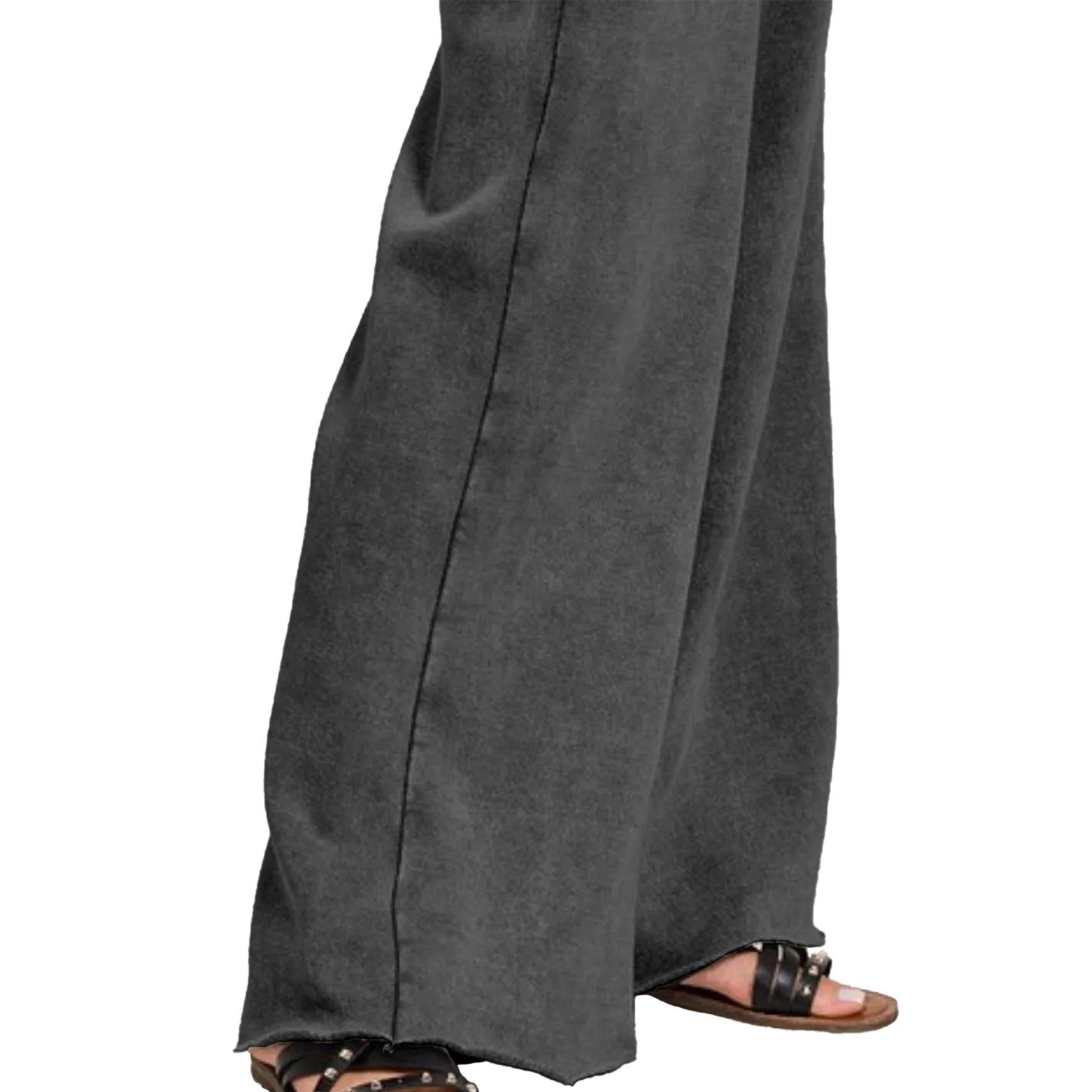 Ainangua Women Acid Wash Palazzo Sweatpants Casual High Waist Drawstring Wide Leg Pants Baggy Fleece Trousers with Pockets