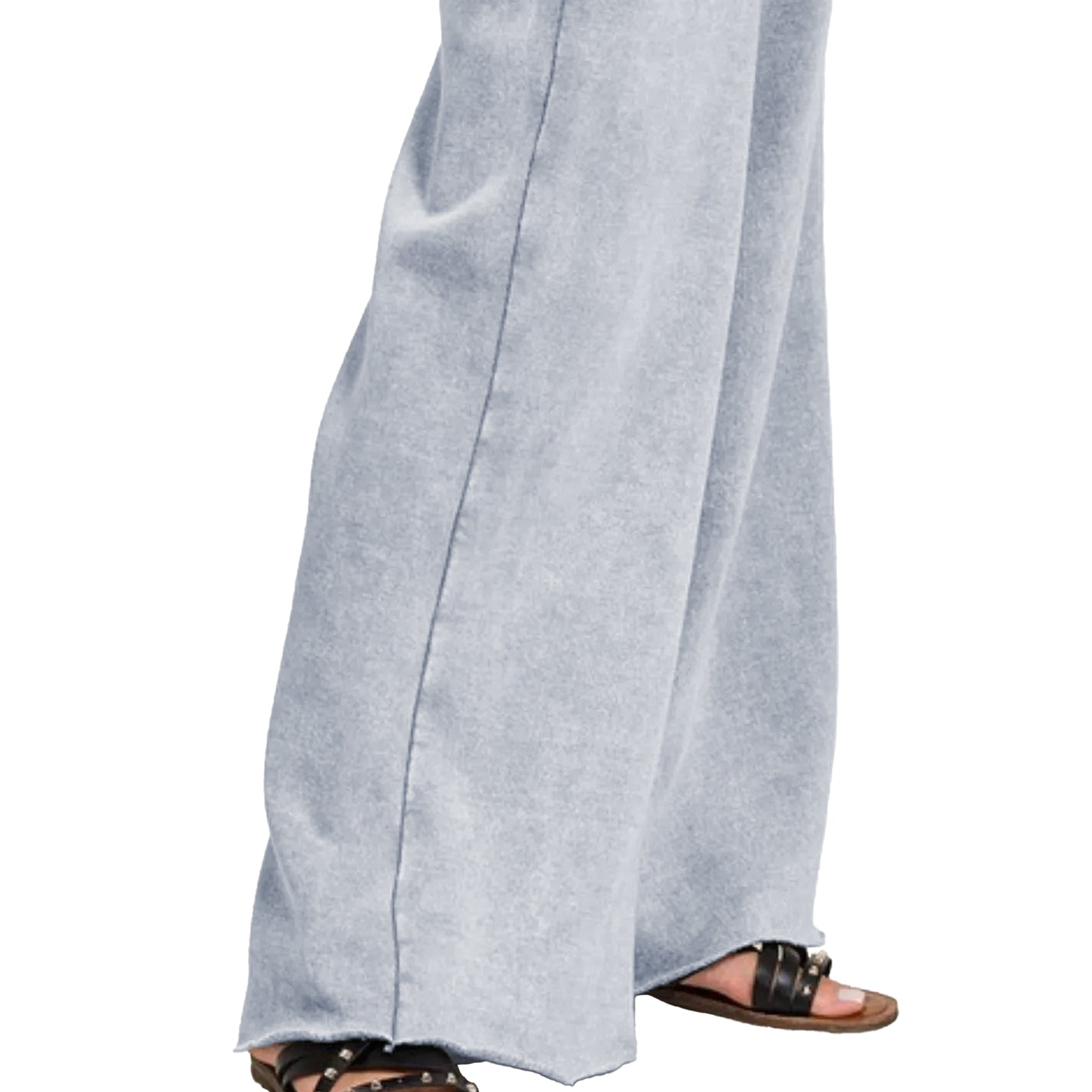 Ainangua Women Acid Wash Palazzo Sweatpants Casual High Waist Drawstring Wide Leg Pants Baggy Fleece Trousers with Pockets