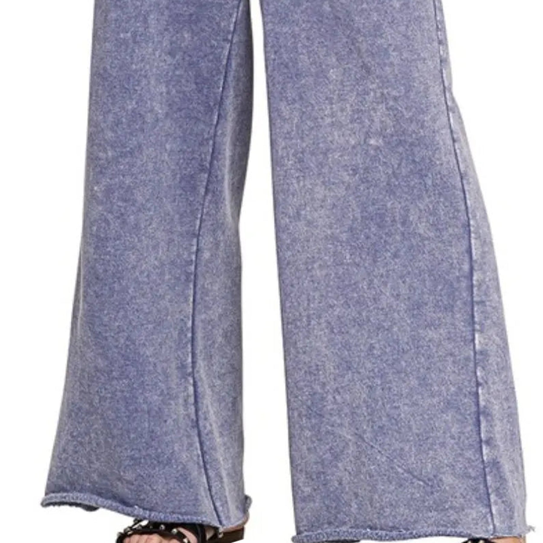 Ainangua Women Acid Wash Palazzo Sweatpants Casual High Waist Drawstring Wide Leg Pants Baggy Fleece Trousers with Pockets