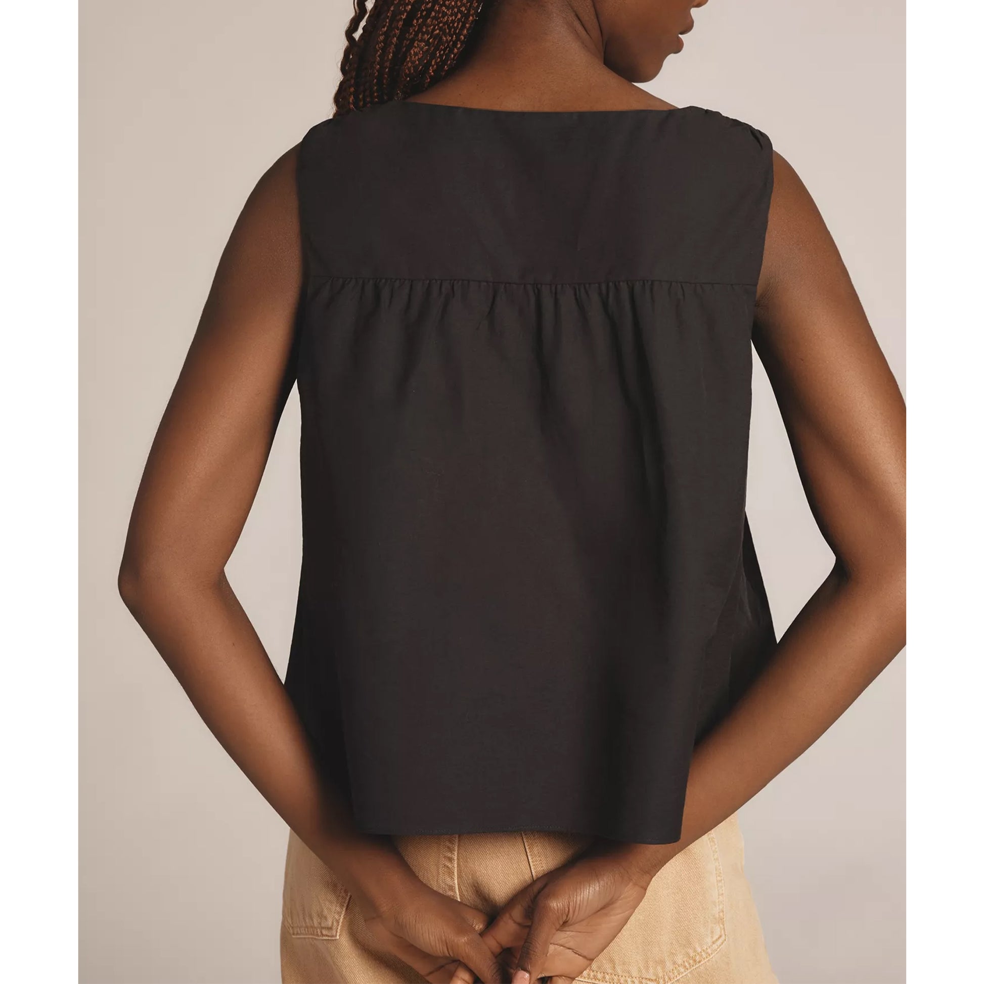 Shirred Swing Tank Tops for Women Fashion Flowy Sleeveless Shirts Casual Crew Neck Blouse Loose Fit Ruffled Tops