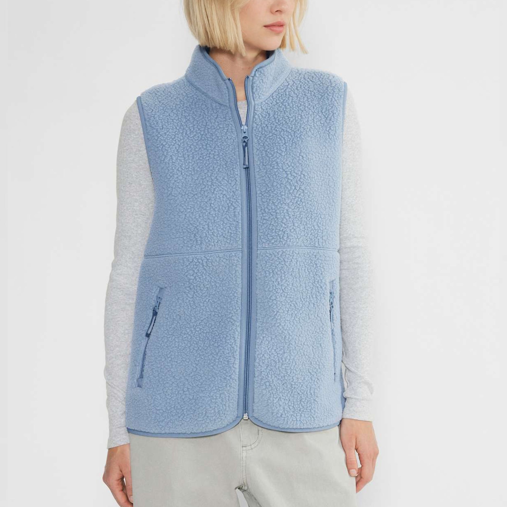 Sherpa Fleece Vest for Women Trendy Warm Sleeveless Vests Jacket Lightweight Zip Coats with Pockets Fall Outerwear