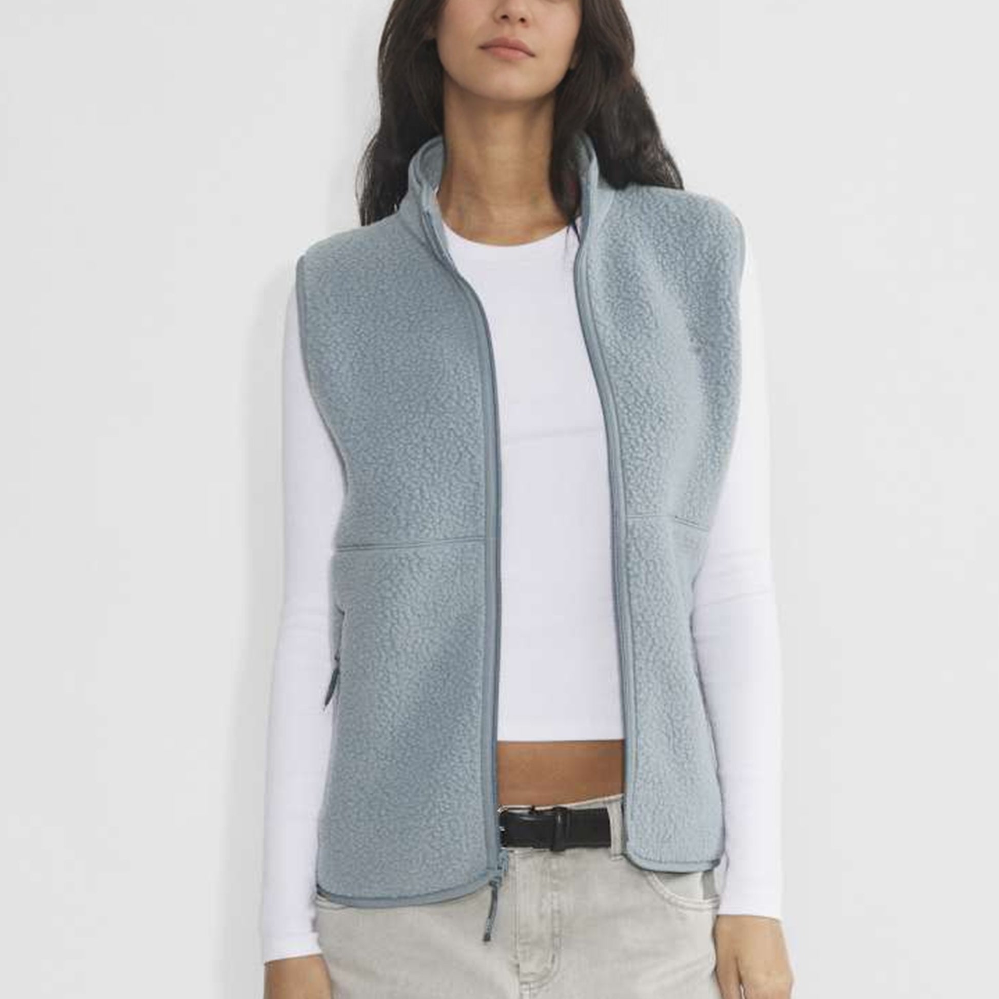 Sherpa Fleece Vest for Women Trendy Warm Sleeveless Vests Jacket Lightweight Zip Coats with Pockets Fall Outerwear