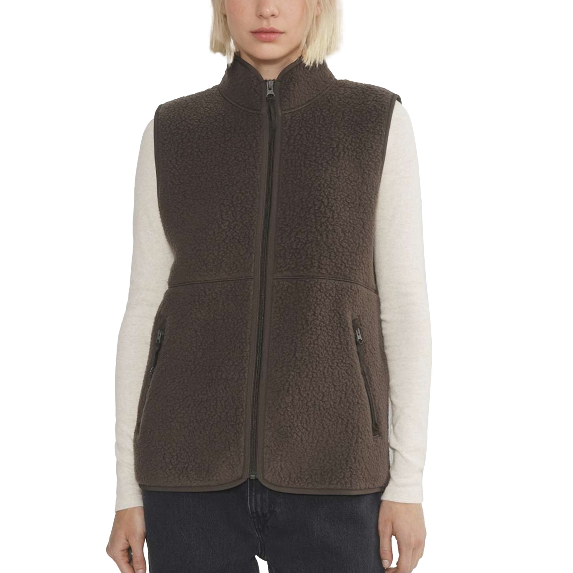 Sherpa Fleece Vest for Women Trendy Warm Sleeveless Vests Jacket Lightweight Zip Coats with Pockets Fall Outerwear