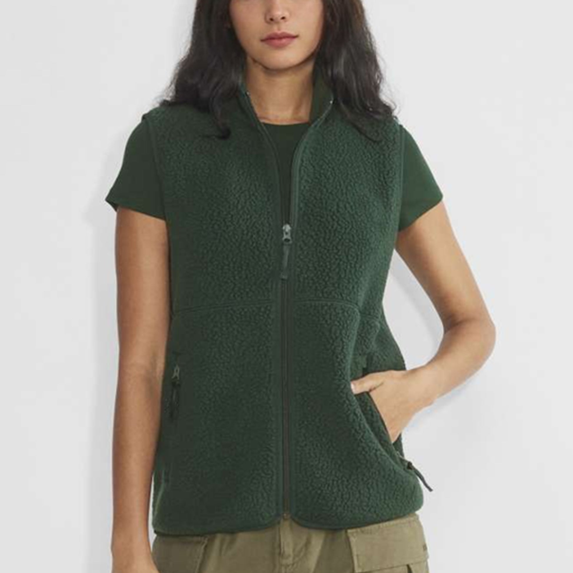 Sherpa Fleece Vest for Women Trendy Warm Sleeveless Vests Jacket Lightweight Zip Coats with Pockets Fall Outerwear
