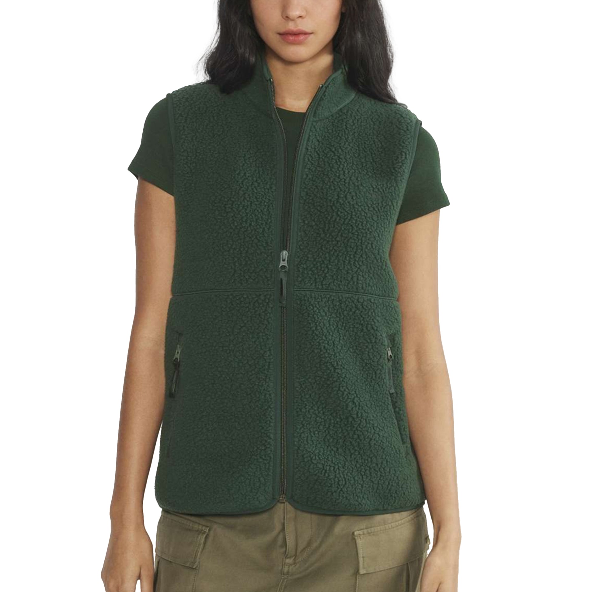 Sherpa Fleece Vest for Women Trendy Warm Sleeveless Vests Jacket Lightweight Zip Coats with Pockets Fall Outerwear