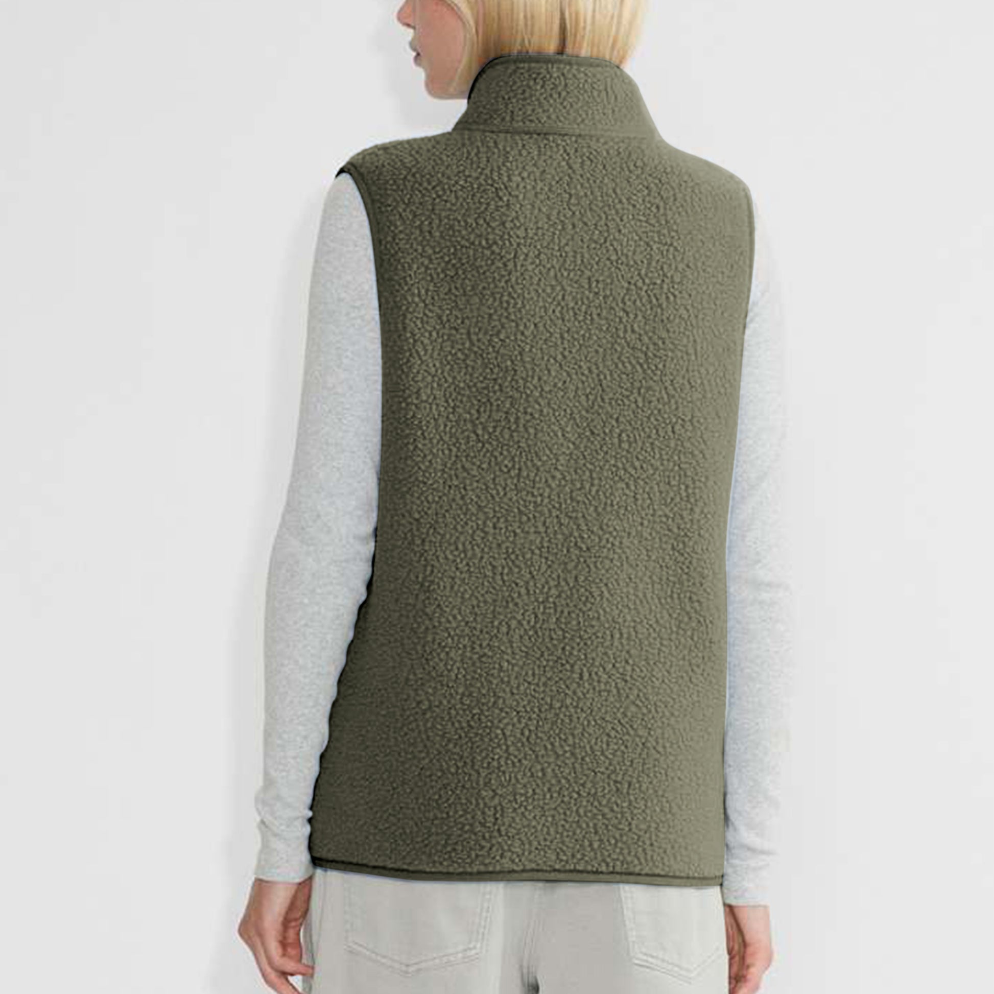 Sherpa Fleece Vest for Women Trendy Warm Sleeveless Vests Jacket Lightweight Zip Coats with Pockets Fall Outerwear