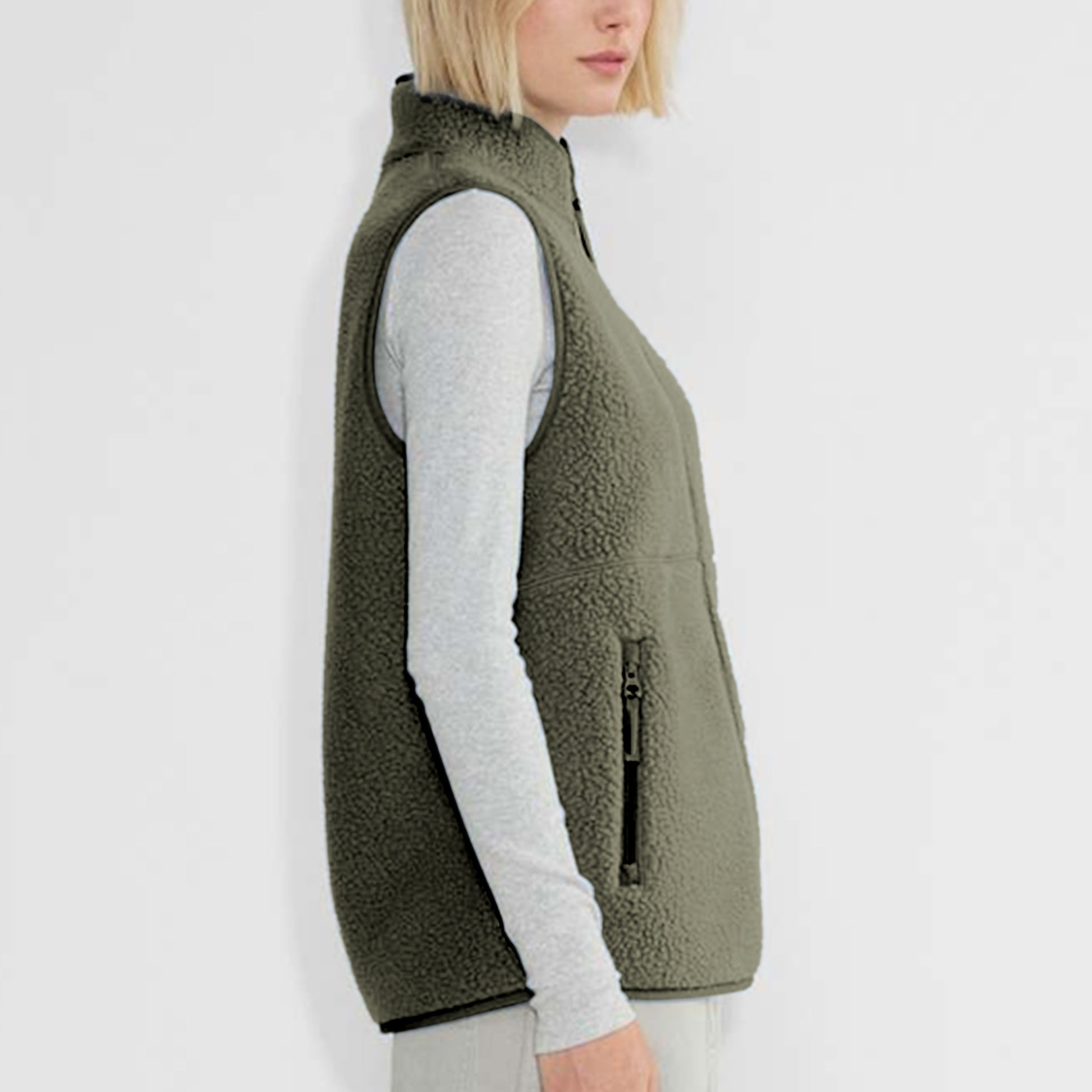 Sherpa Fleece Vest for Women Trendy Warm Sleeveless Vests Jacket Lightweight Zip Coats with Pockets Fall Outerwear