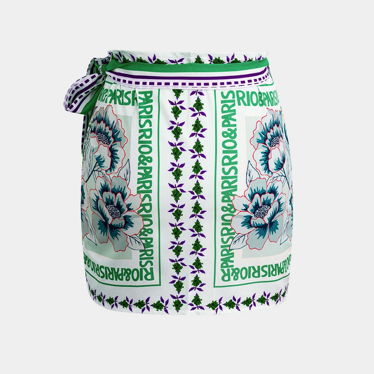 Yioaga Womens Summer Floral Wrap Short Skirt Tie Side High Waist A Line Beach Vacation Boho Mini Skirt