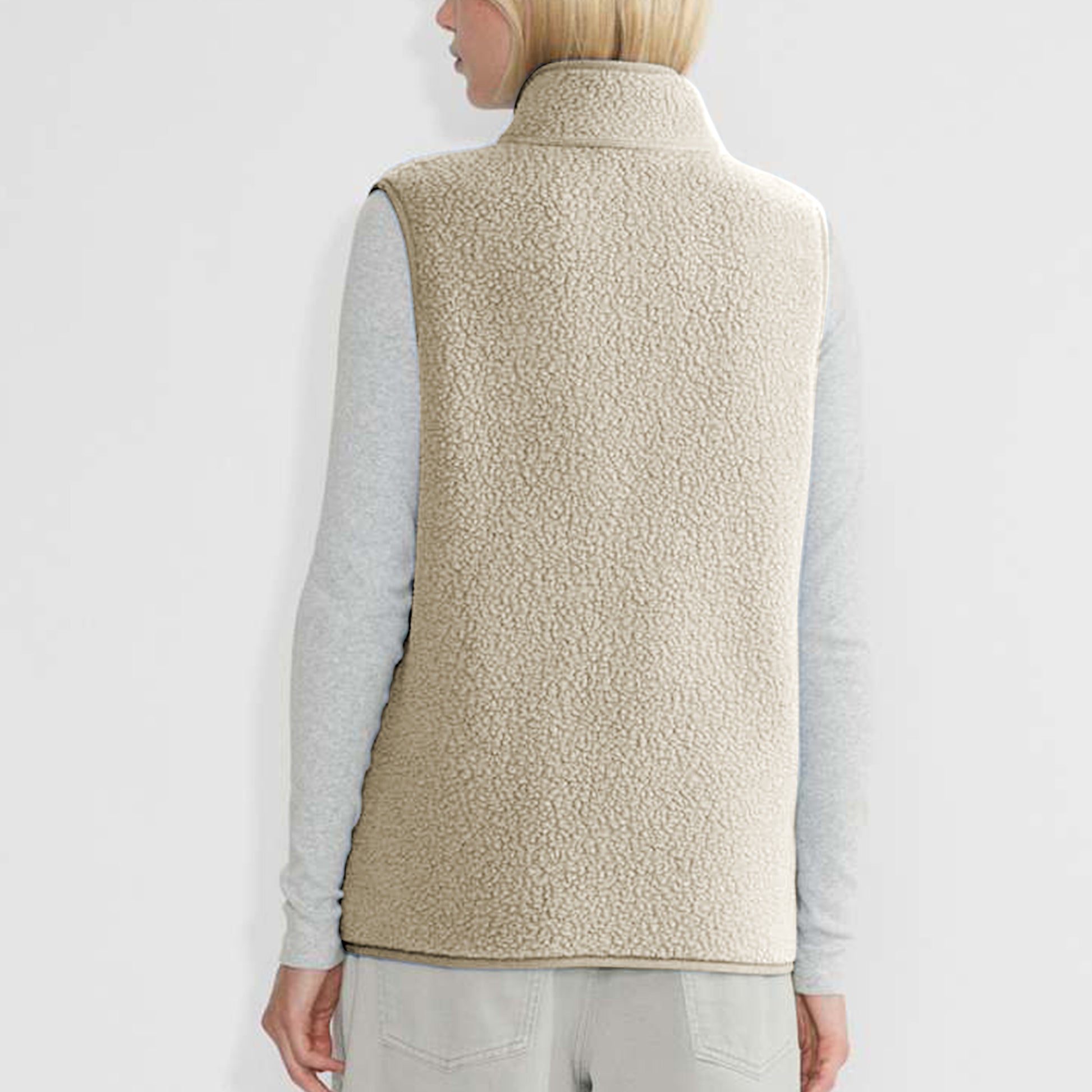 Sherpa Fleece Vest for Women Trendy Warm Sleeveless Vests Jacket Lightweight Zip Coats with Pockets Fall Outerwear