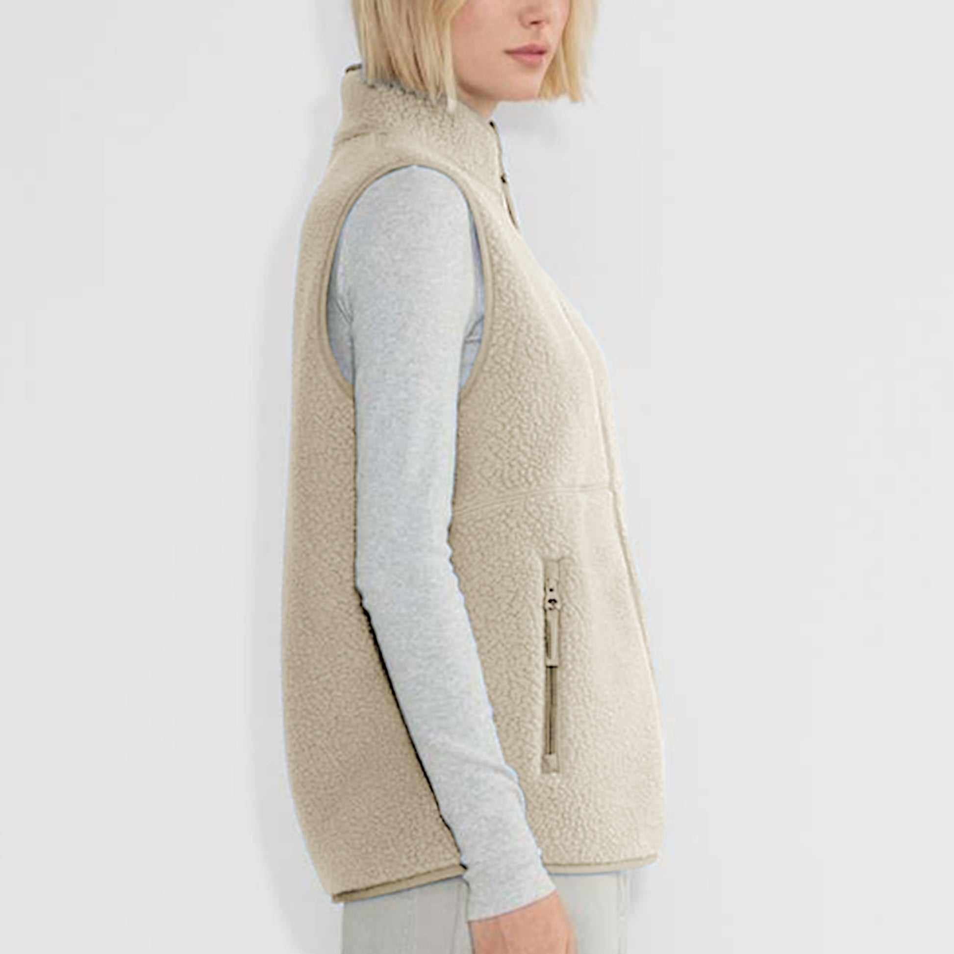 Sherpa Fleece Vest for Women Trendy Warm Sleeveless Vests Jacket Lightweight Zip Coats with Pockets Fall Outerwear