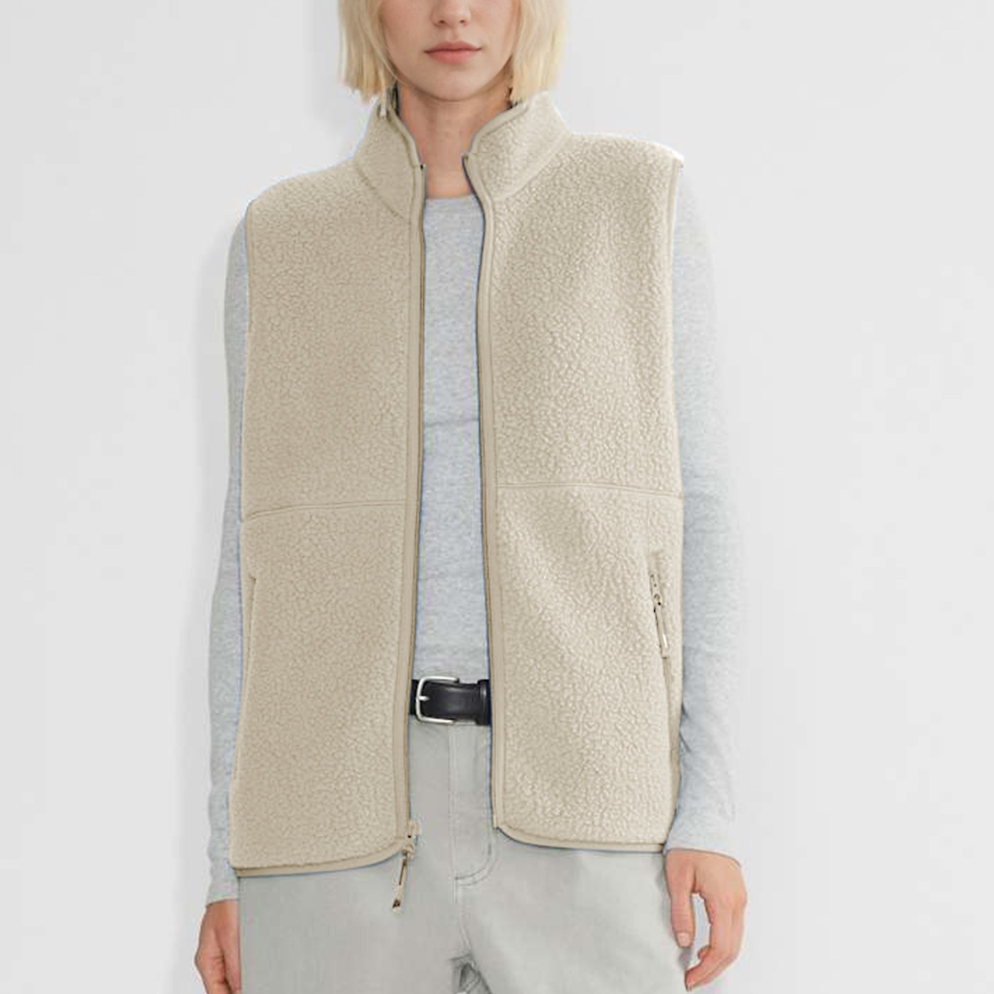 Sherpa Fleece Vest for Women Trendy Warm Sleeveless Vests Jacket Lightweight Zip Coats with Pockets Fall Outerwear