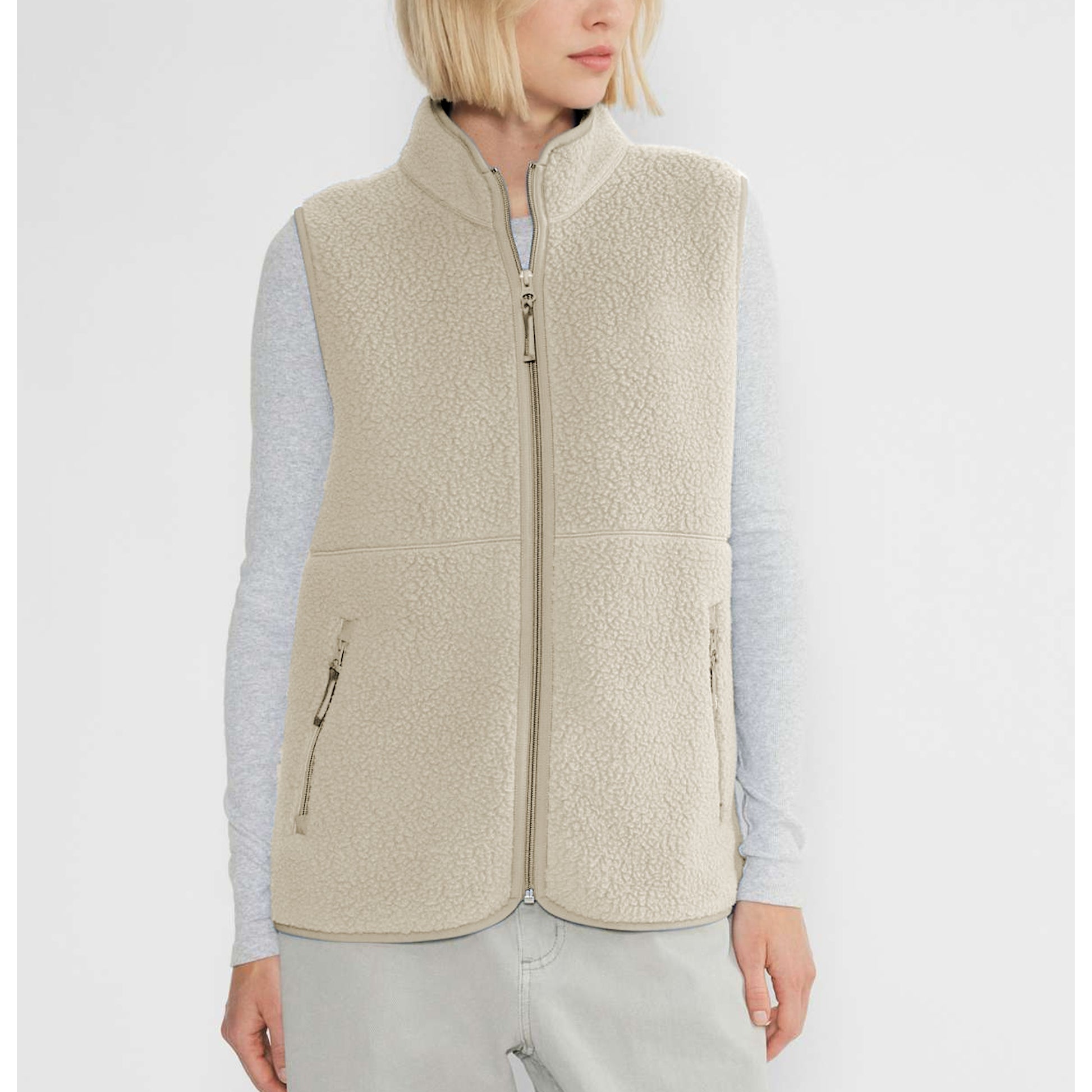 Sherpa Fleece Vest for Women Trendy Warm Sleeveless Vests Jacket Lightweight Zip Coats with Pockets Fall Outerwear