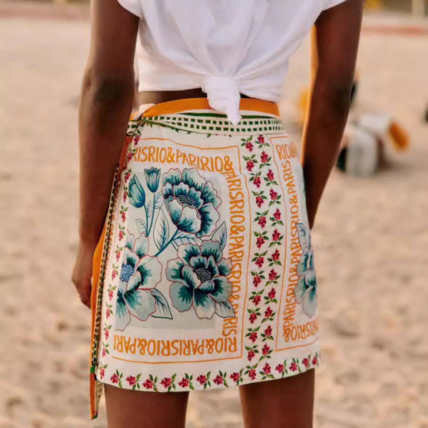 Yioaga Womens Summer Floral Wrap Short Skirt Tie Side High Waist A Line Beach Vacation Boho Mini Skirt