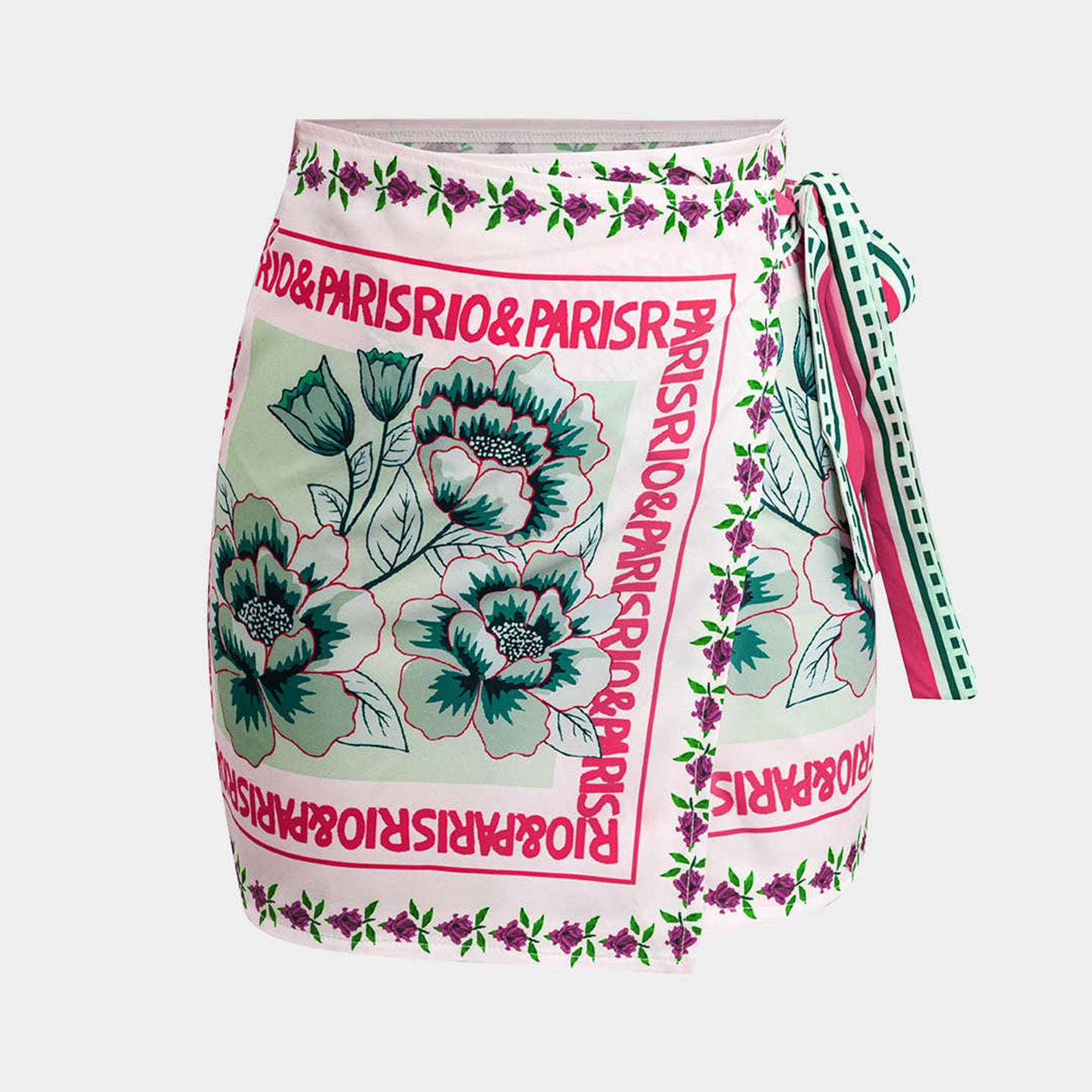 Yioaga Womens Summer Floral Wrap Short Skirt Tie Side High Waist A Line Beach Vacation Boho Mini Skirt