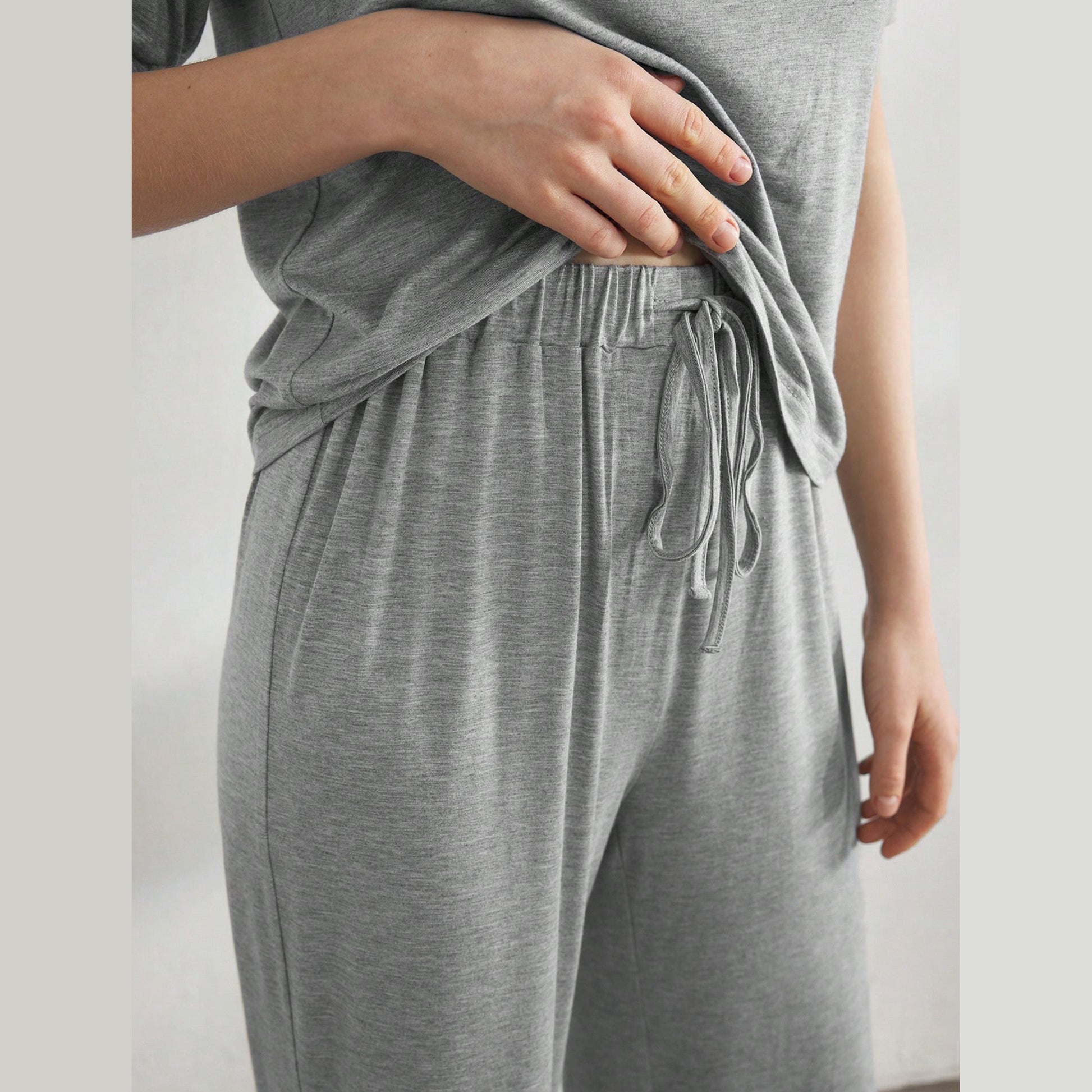 Slouchy Pajamas for Women Set Short Sleeve Tops Wide Leg Pants Comfy Two Piece Sets Loungewear Sleepwear