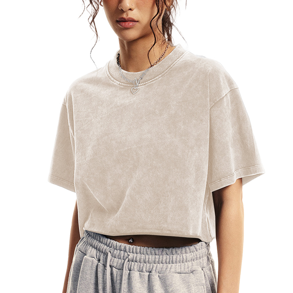 Womens Oversized Vintage T Shirts 3 pack Casual Cropped Tees Short Sleeve Cotton Acid Wash Tops Summer Grunge Shirts