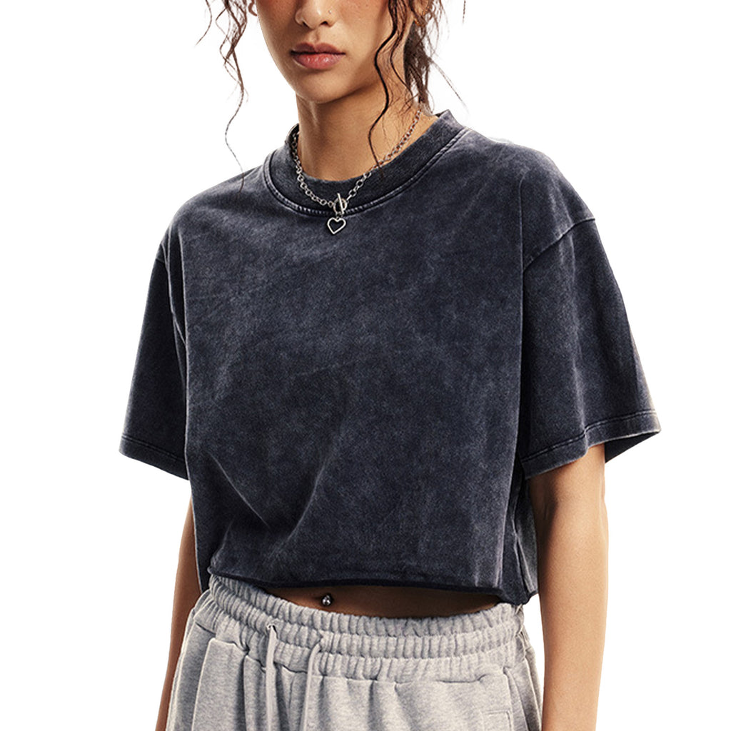 Womens Oversized Vintage T Shirts 3 pack Casual Cropped Tees Short Sleeve Cotton Acid Wash Tops Summer Grunge Shirts