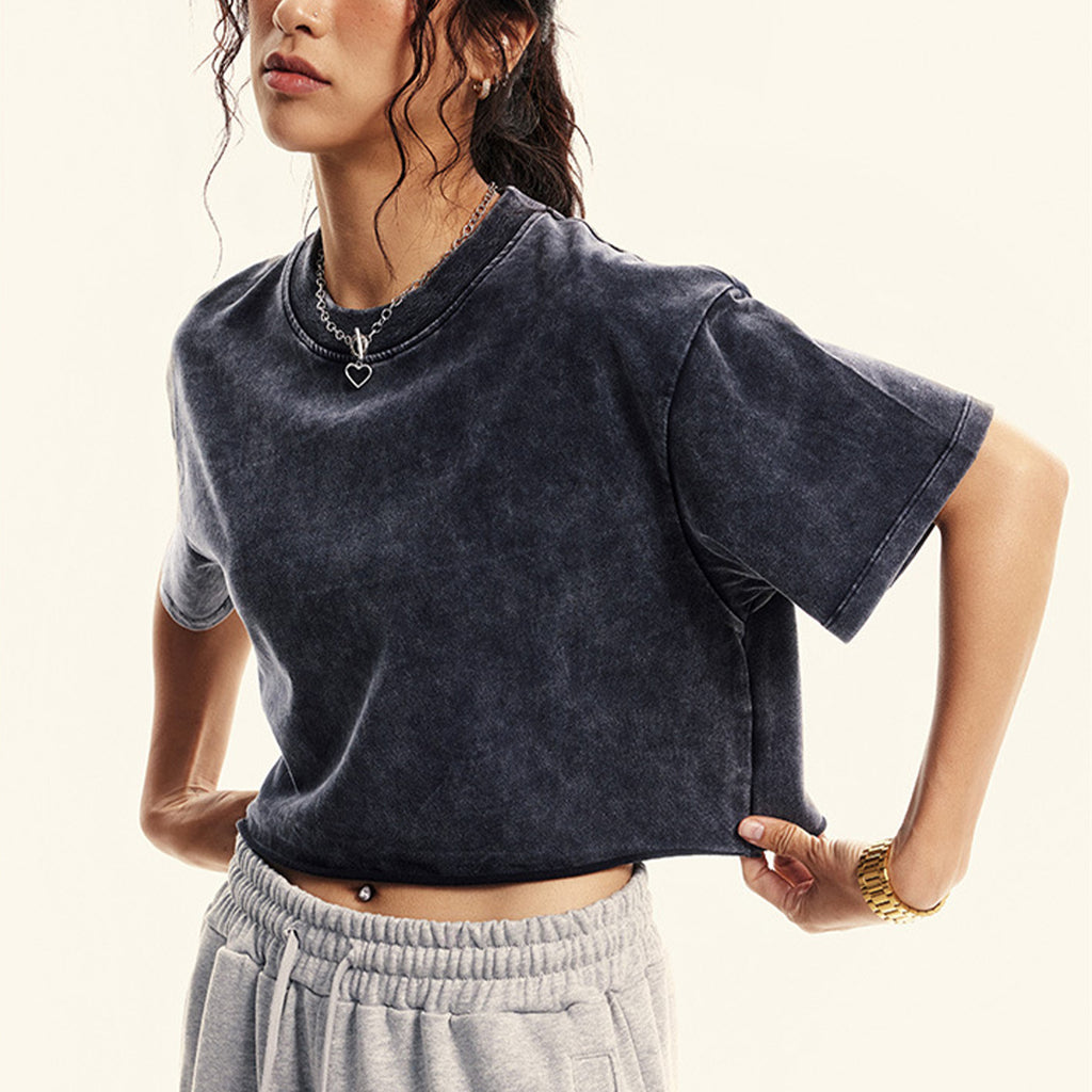 Womens Oversized Vintage T Shirts 3 pack Casual Cropped Tees Short Sleeve Cotton Acid Wash Tops Summer Grunge Shirts