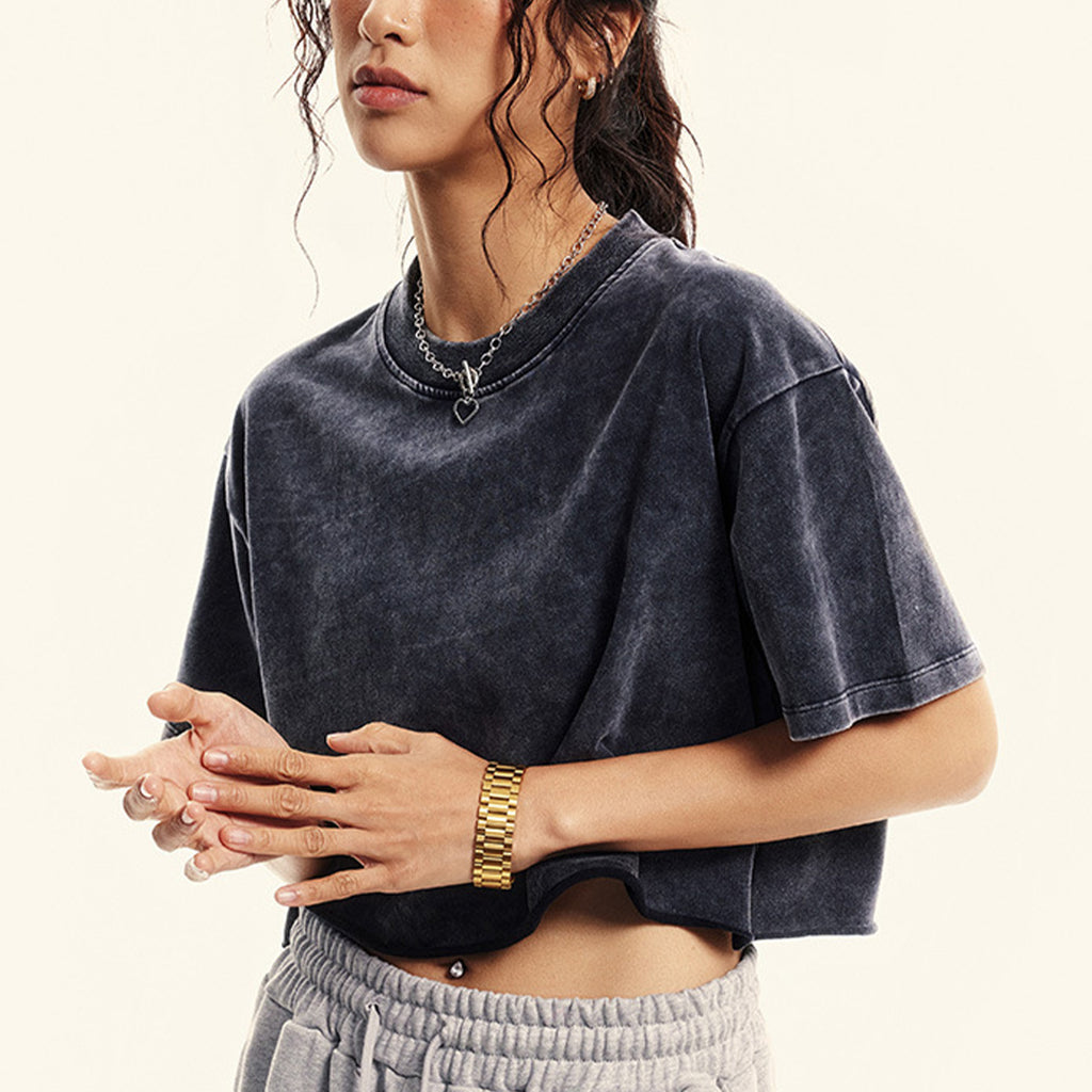 Womens Oversized Vintage T Shirts 3 pack Casual Cropped Tees Short Sleeve Cotton Acid Wash Tops Summer Grunge Shirts