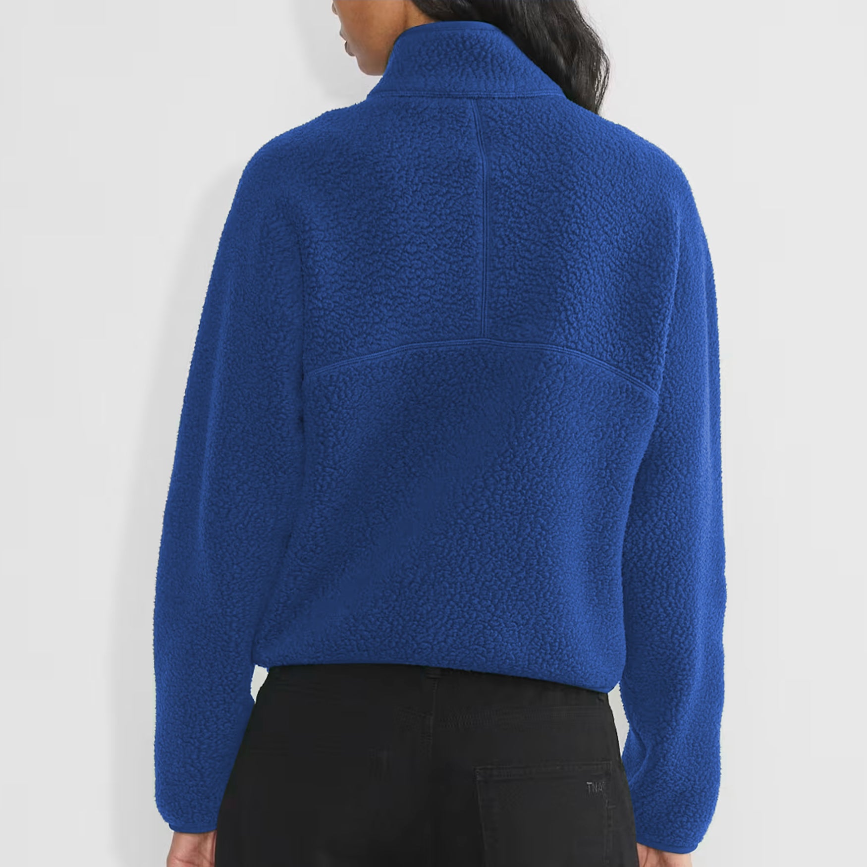 Womens Cropped Half Zip Fleece Sweatshirts Fuzzy Warm Sherpa Pullover Varsity Jackets with Zipper Pockets