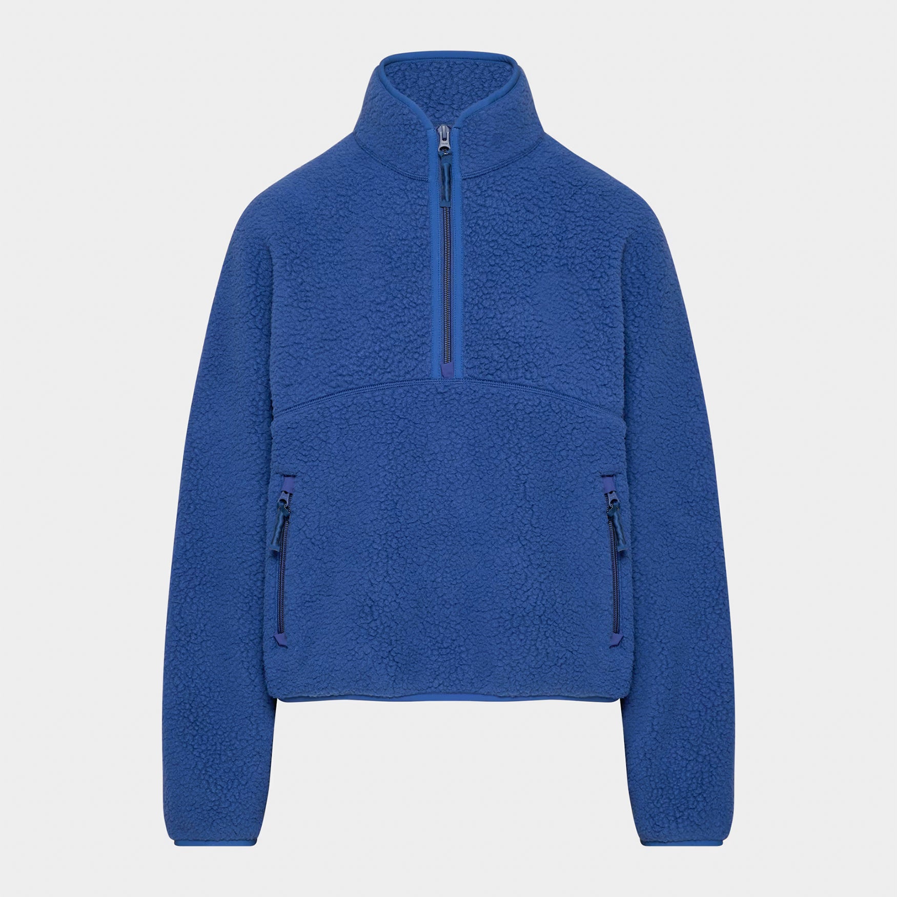 Womens Cropped Half Zip Fleece Sweatshirts Fuzzy Warm Sherpa Pullover Varsity Jackets with Zipper Pockets