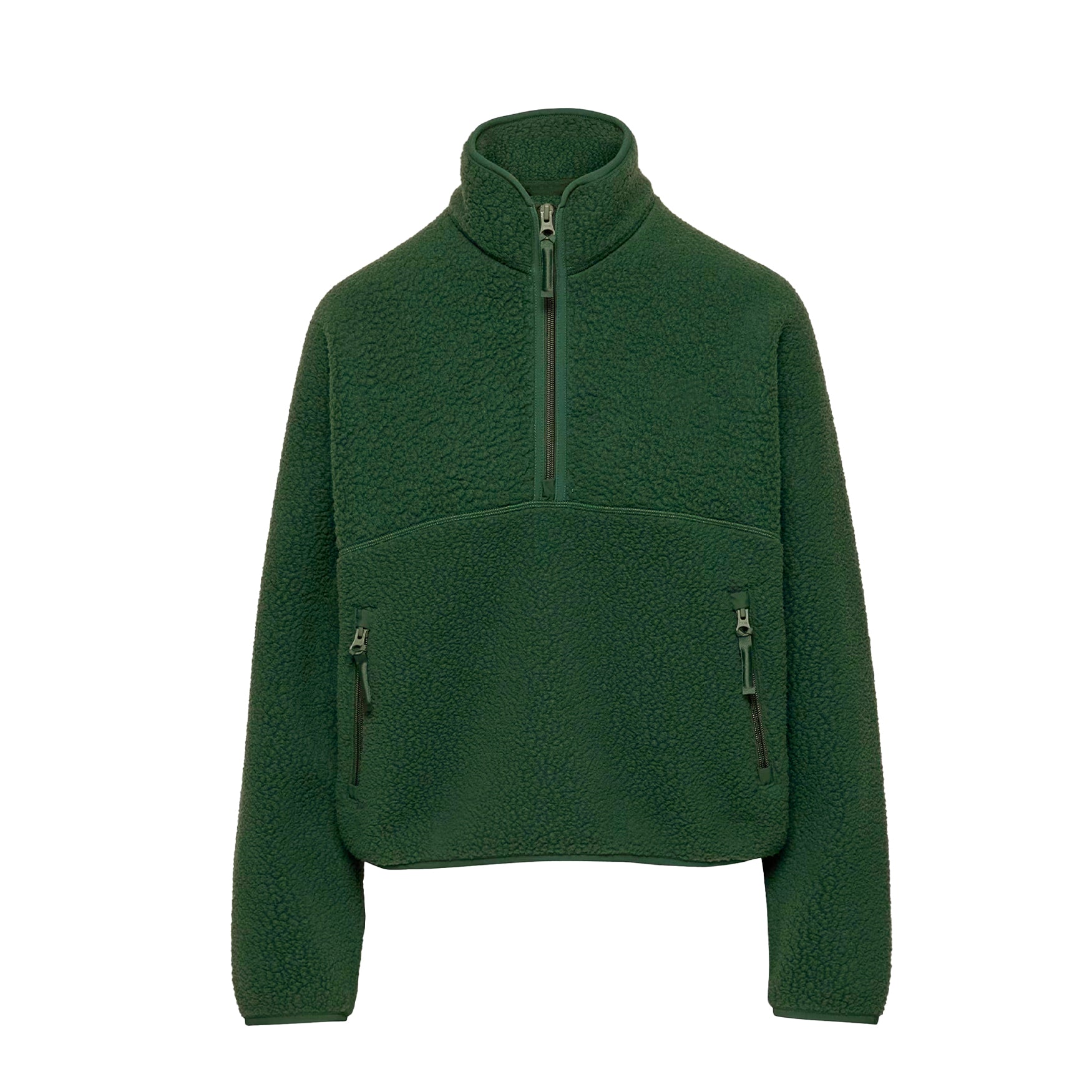 Womens Cropped Half Zip Fleece Sweatshirts Fuzzy Warm Sherpa Pullover Varsity Jackets with Zipper Pockets