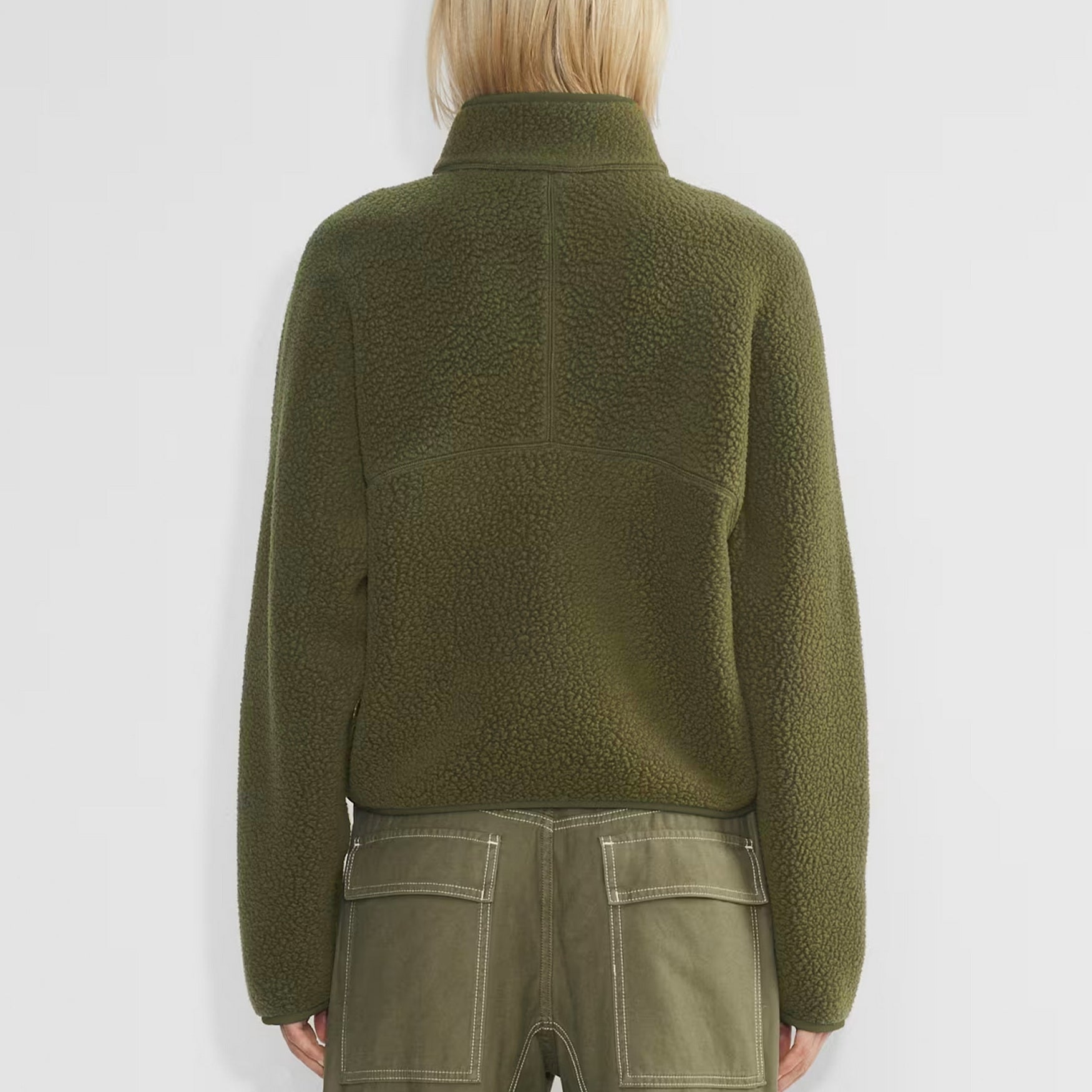 Womens Cropped Half Zip Fleece Sweatshirts Fuzzy Warm Sherpa Pullover Varsity Jackets with Zipper Pockets