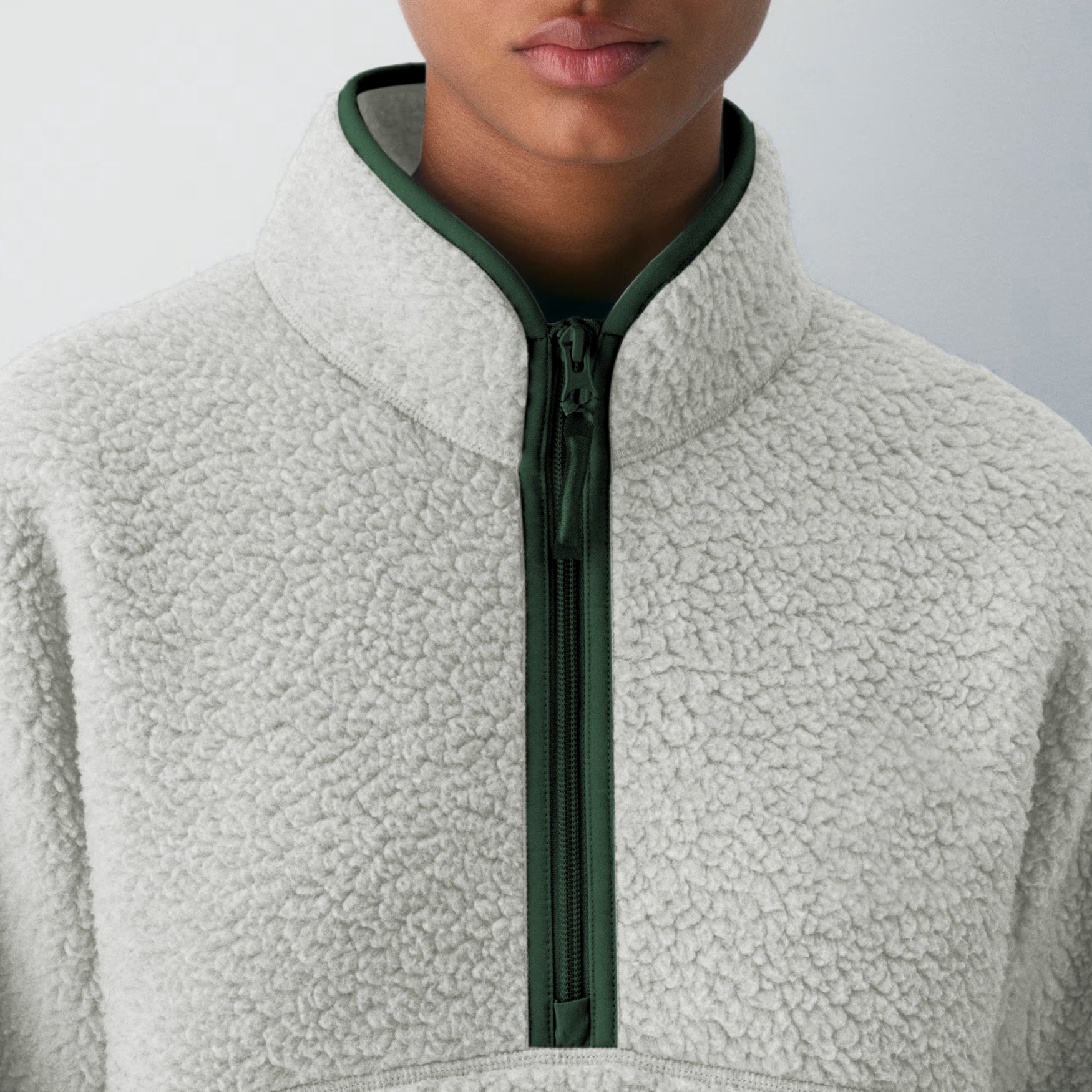 Womens Cropped Half Zip Fleece Sweatshirts Fuzzy Warm Sherpa Pullover Varsity Jackets with Zipper Pockets