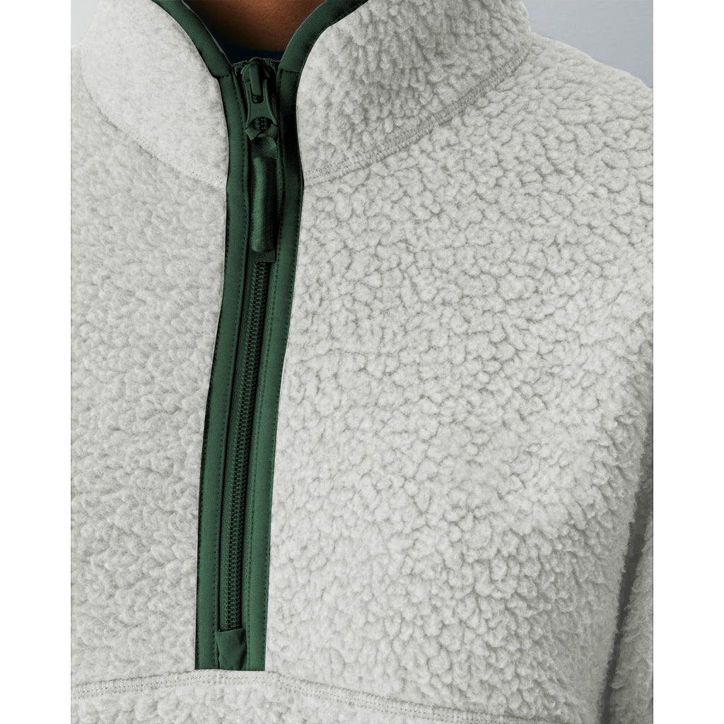 Womens Cropped Half Zip Fleece Sweatshirts Fuzzy Warm Sherpa Pullover Varsity Jackets with Zipper Pockets