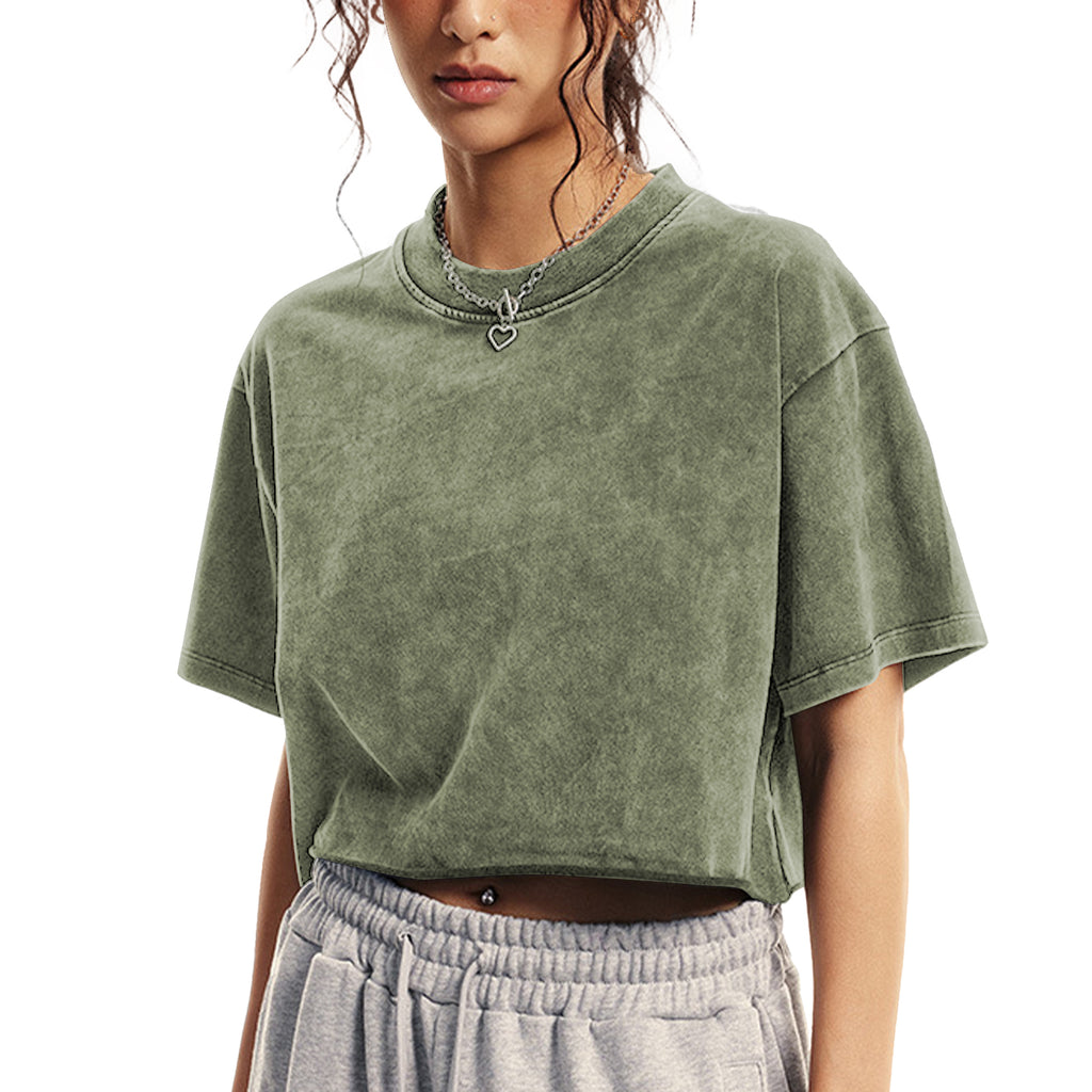 Womens Oversized Vintage T Shirts 3 pack Casual Cropped Tees Short Sleeve Cotton Acid Wash Tops Summer Grunge Shirts