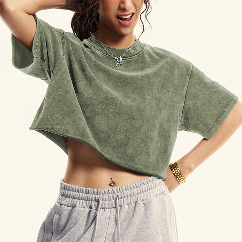 Womens Oversized Vintage T Shirts 3 pack Casual Cropped Tees Short Sleeve Cotton Acid Wash Tops Summer Grunge Shirts