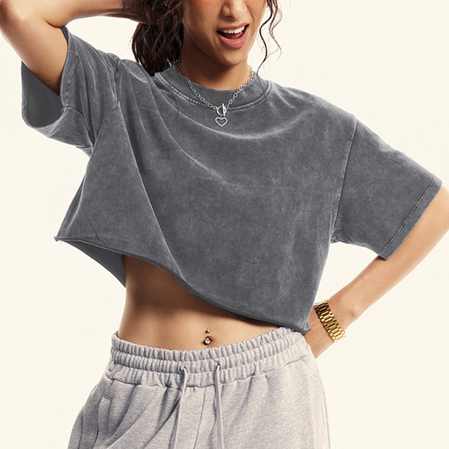 Womens Oversized Vintage T Shirts 3 pack Casual Cropped Tees Short Sleeve Cotton Acid Wash Tops Summer Grunge Shirts