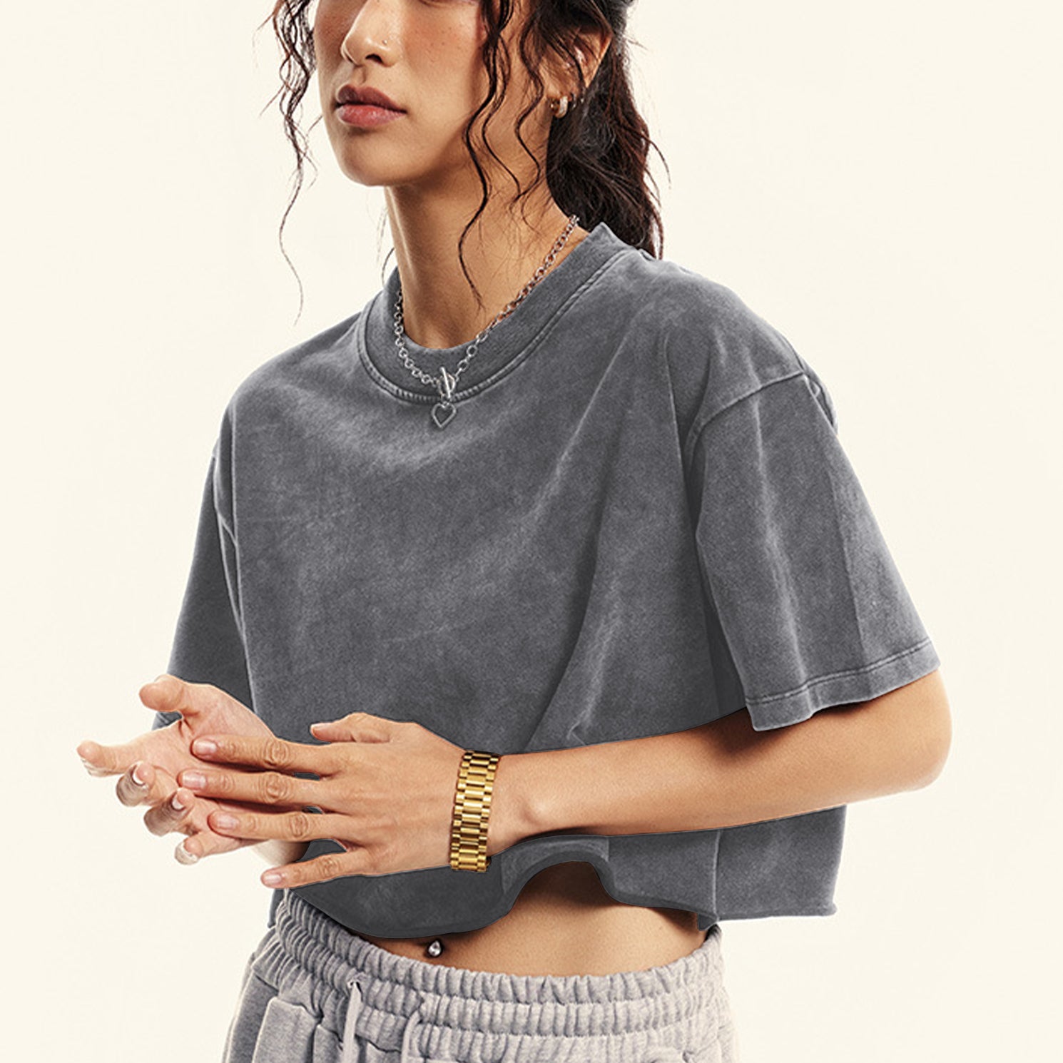 Womens Oversized Vintage T Shirts 3 pack Casual Cropped Tees Short Sleeve Cotton Acid Wash Tops Summer Grunge Shirts