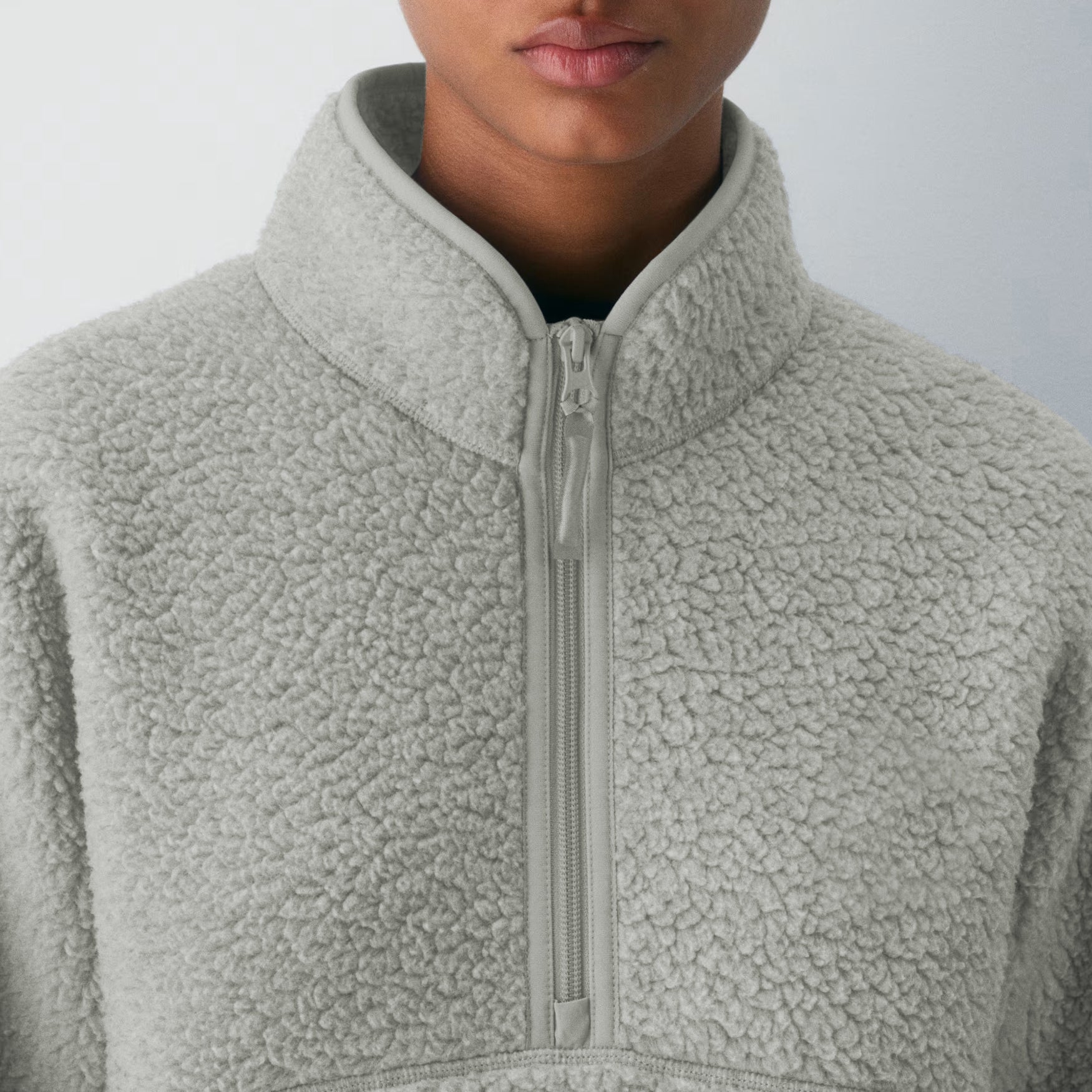 Womens Cropped Half Zip Fleece Sweatshirts Fuzzy Warm Sherpa Pullover Varsity Jackets with Zipper Pockets
