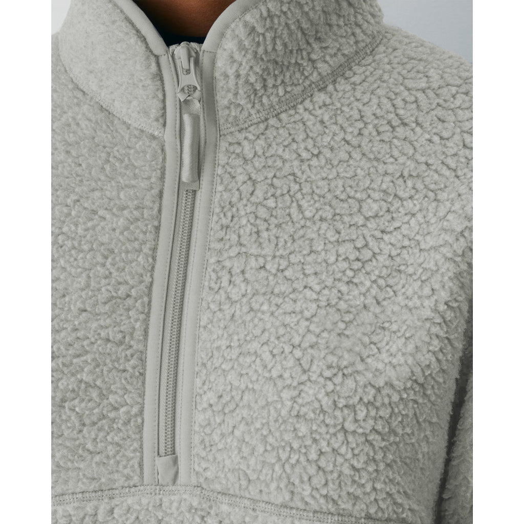 Womens Cropped Half Zip Fleece Sweatshirts Fuzzy Warm Sherpa Pullover Varsity Jackets with Zipper Pockets