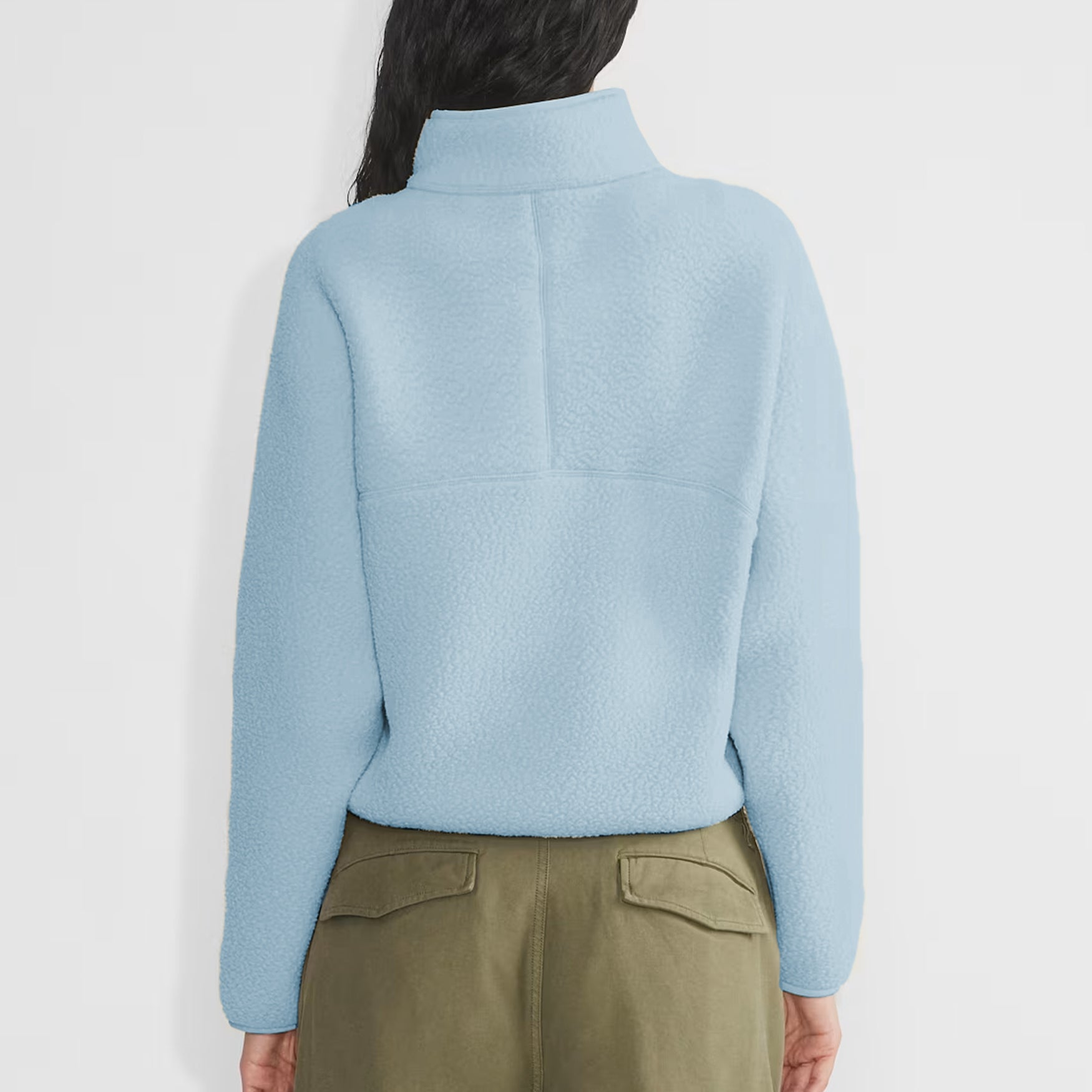 Womens Cropped Half Zip Fleece Sweatshirts Fuzzy Warm Sherpa Pullover Varsity Jackets with Zipper Pockets